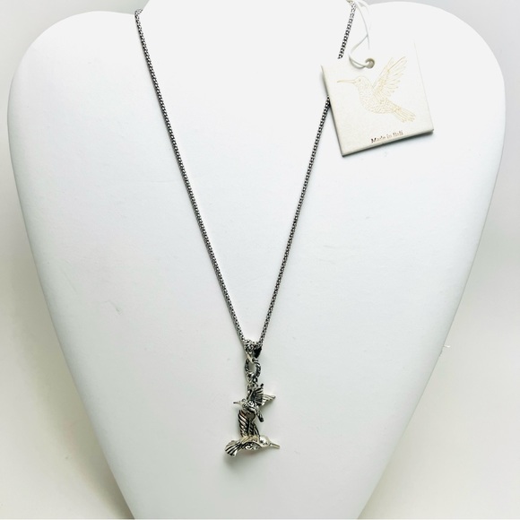 NWT 925 STERLING SILVER HUMMINGBIRDS PENDANT NECKLACE JEWELRY - Picture 2 of 9